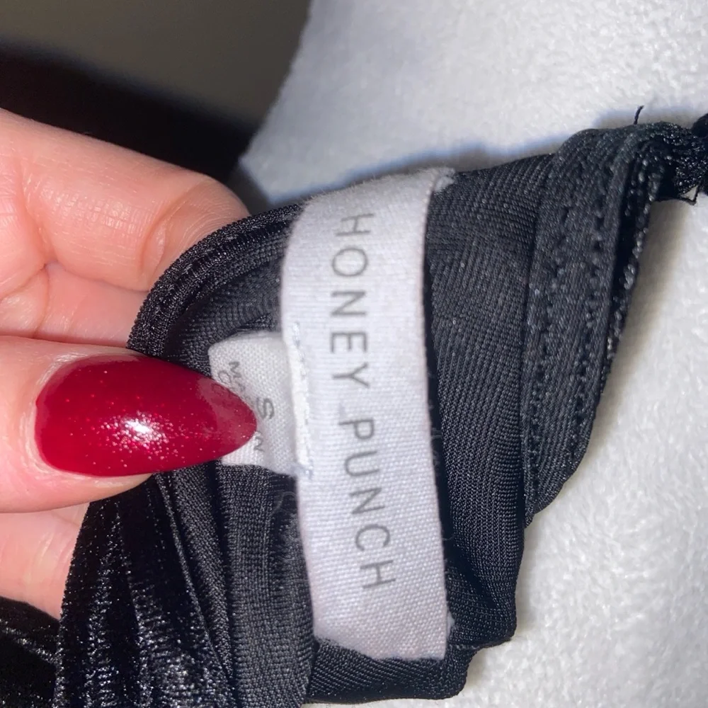 Honey Punch Black Velvet Wrap Romper - Picture 5 of 5